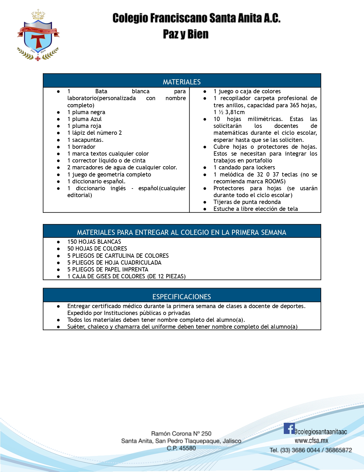 LISTAS DE UTILES 25-26. SECUNDARIA 12