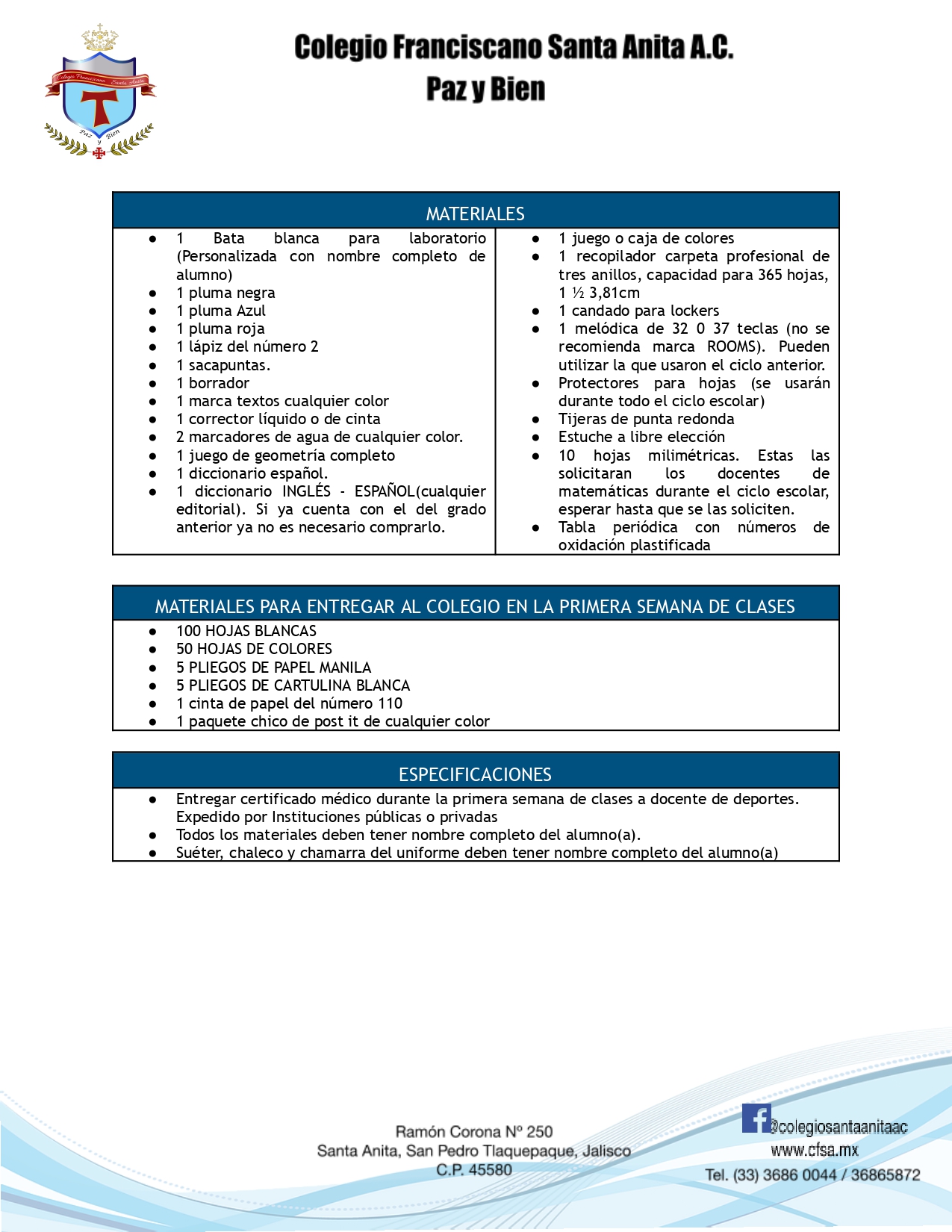 LISTAS DE UTILES 25-26. SECUNDARIA 3 2