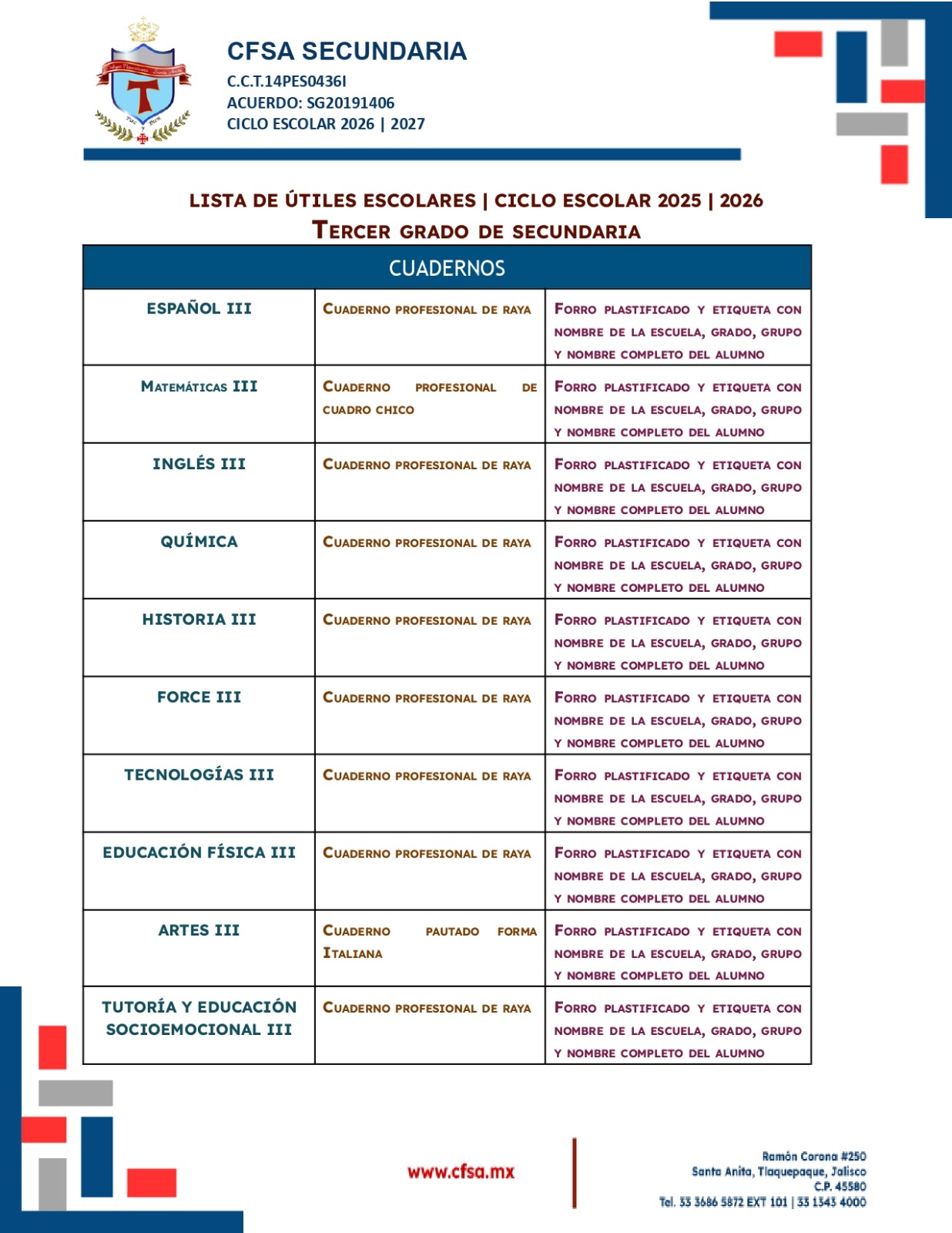 Lista de ütiles secundadria (1)