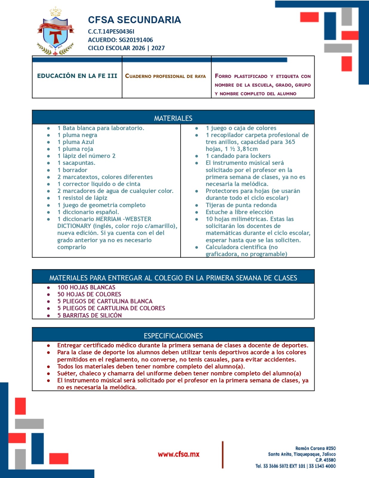 Lista de ütiles secundadria (2)
