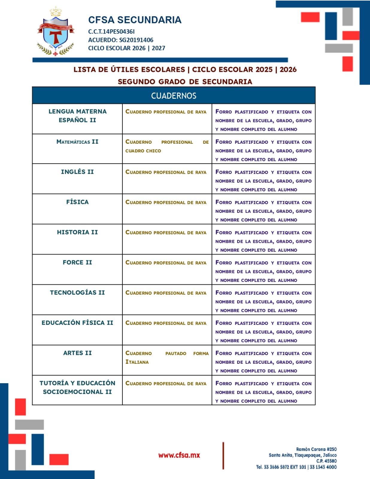 Lista de ütiles secundadria (5)